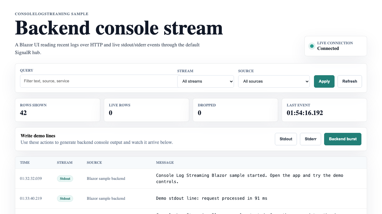 Blazor sample screenshot